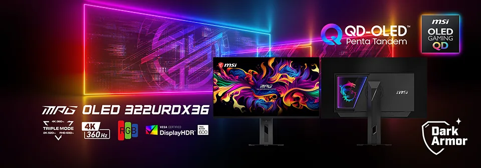 MPG OLED 322URDX36 QD-OLED gaming monitor launch visual